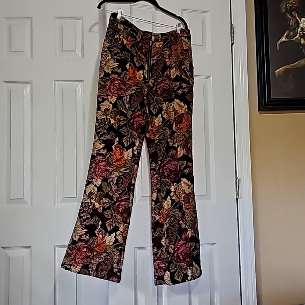 Brocade boot leg pants